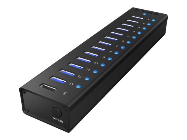 ICY BOX 13 Port Hub IB-AC6113 - mit USB Type-A Anschluss und 1x Ladeport