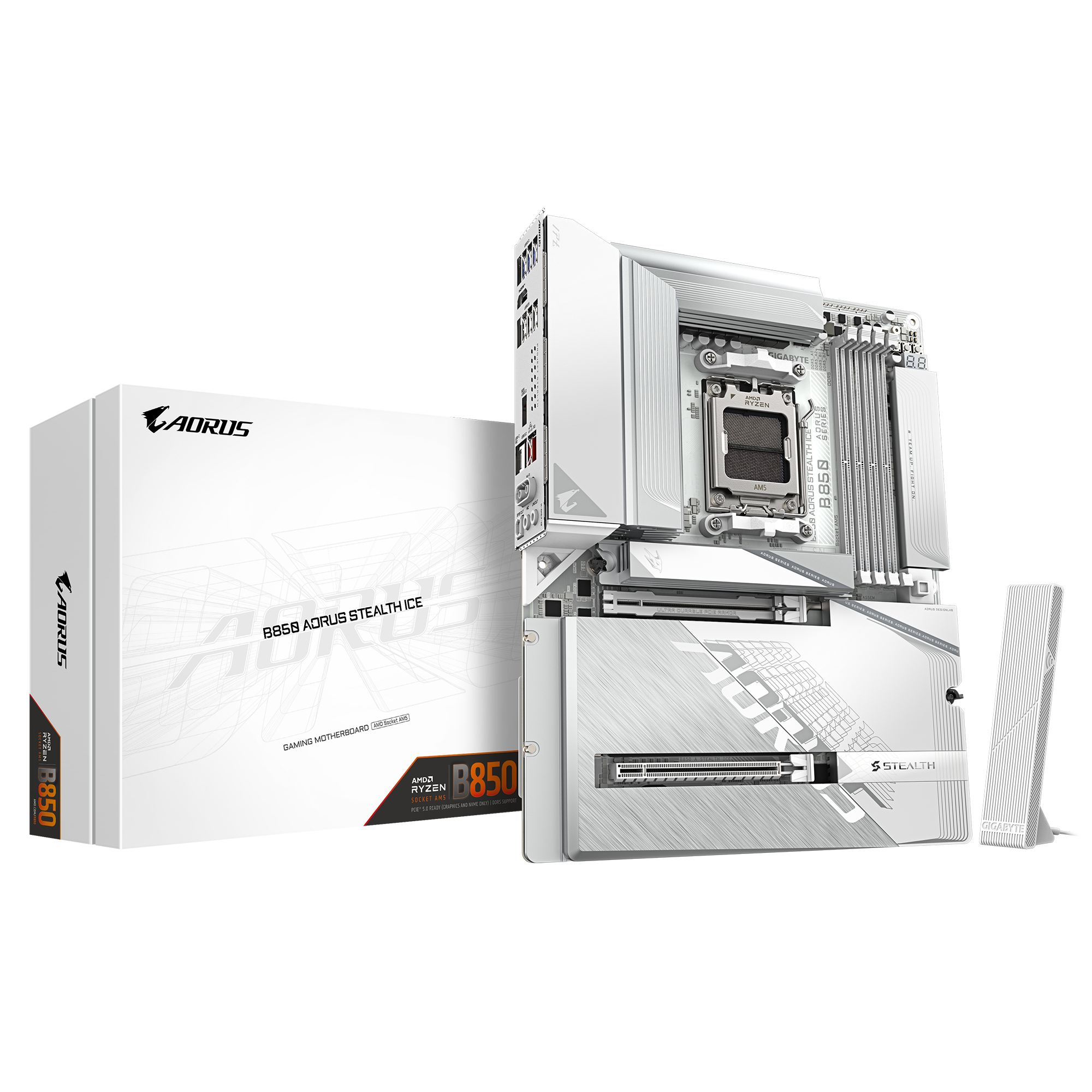 GIGABYTE B850 A STEALTH ICE AM5 MB 4xDDR5 2xSATA 3xM2