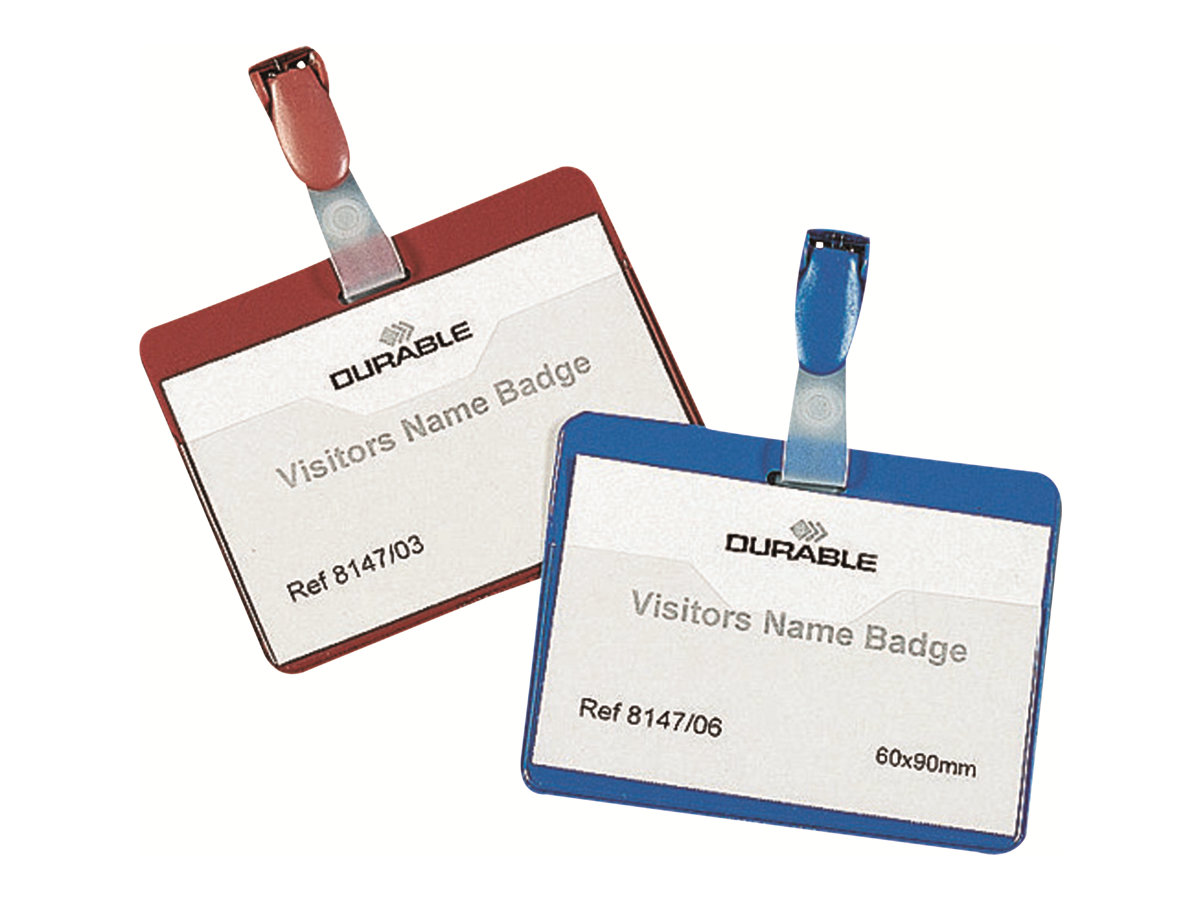 25 DURABLE Namensschilder mit Clip 9,0 x 6,0 cm
