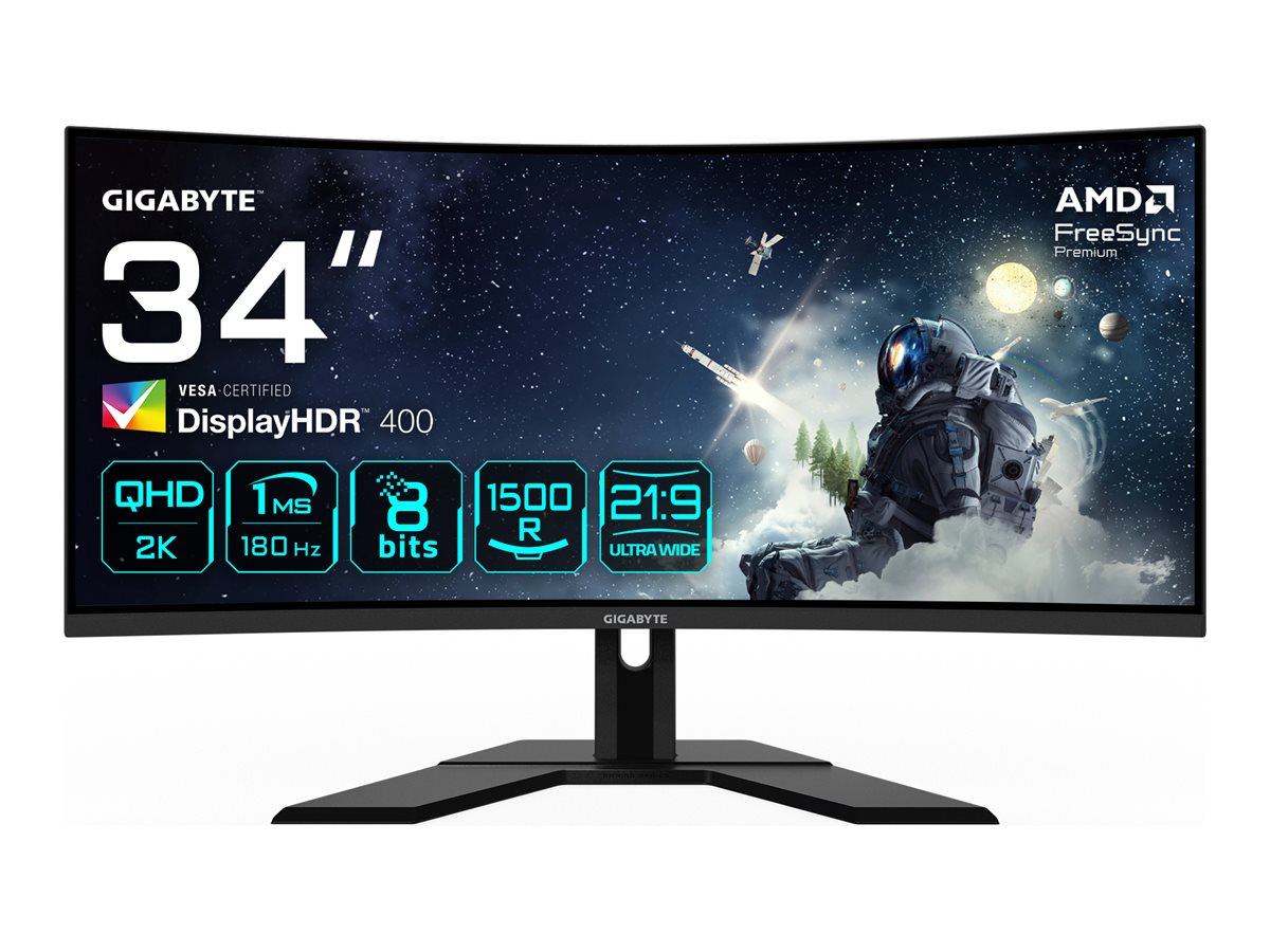 GIGABYTE G34WQCP 86,36cm 34Zoll VA Edge monitor 3440x1440 350cd/m2 180Hz 2xHDMI 2.0 2xDP 1.4