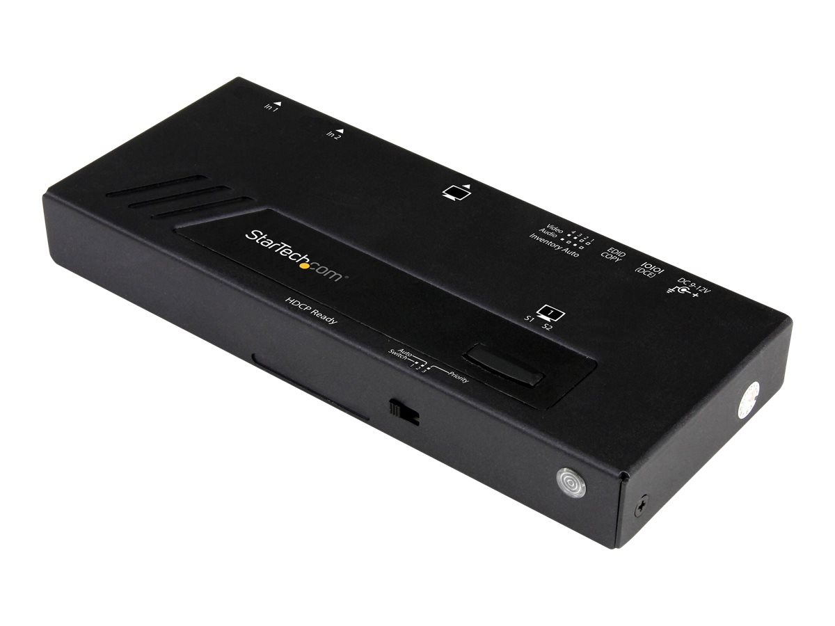 STARTECHCOM 2 Port HDMI automatischer Video Switch 4K 2x1 HDMI Switch mit Fast Switching Auto Sensing und Serial Control