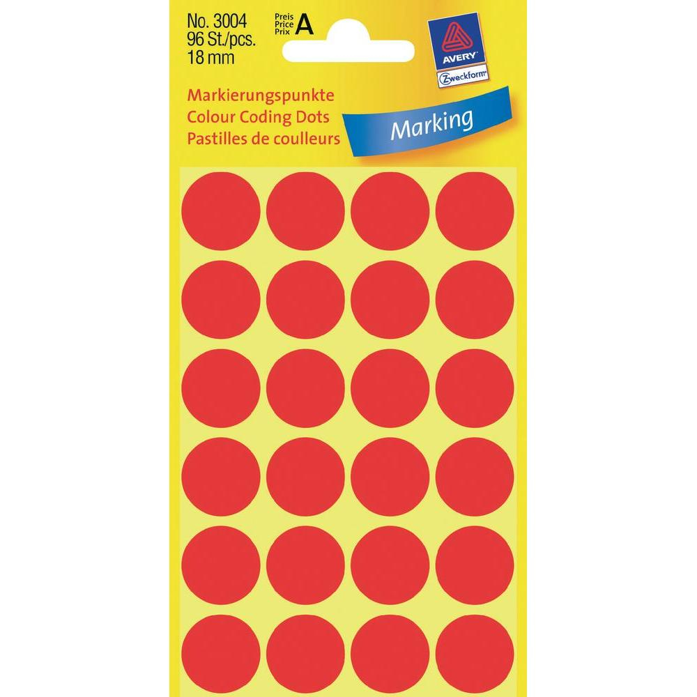 AVERY Zweckform Klebepunkte 3004 rot Ø 18,0 mm, 96 St. AVERY Zweckform Klebepunkte 3004 rot Ø 18,0 mm, 96 St.