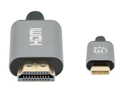 MANHATTAN 4K60Hz USB-C auf HDMI-Adapterkabel USB-C-Stecker auf HDMI-Stecker 2m vergoldete Kontakte schwarz