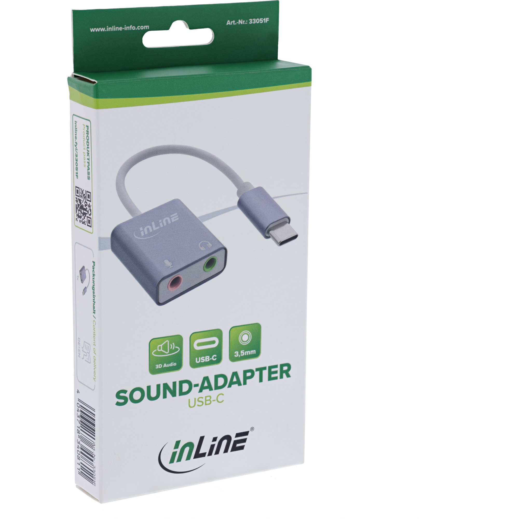INLINE USB Audio Soundadapter USB-C Kabel