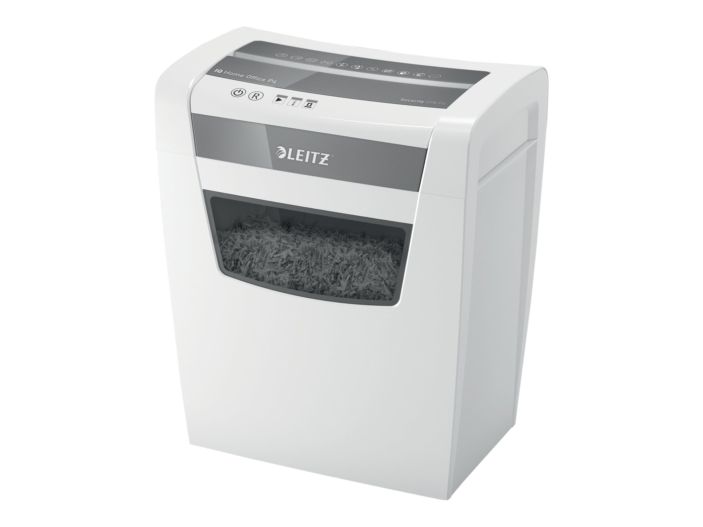 LEITZ IQ Home Office Aktenvernichter mit Partikelschnitt P-4, 4 x 28 mm, bis 10 Blatt, weiss