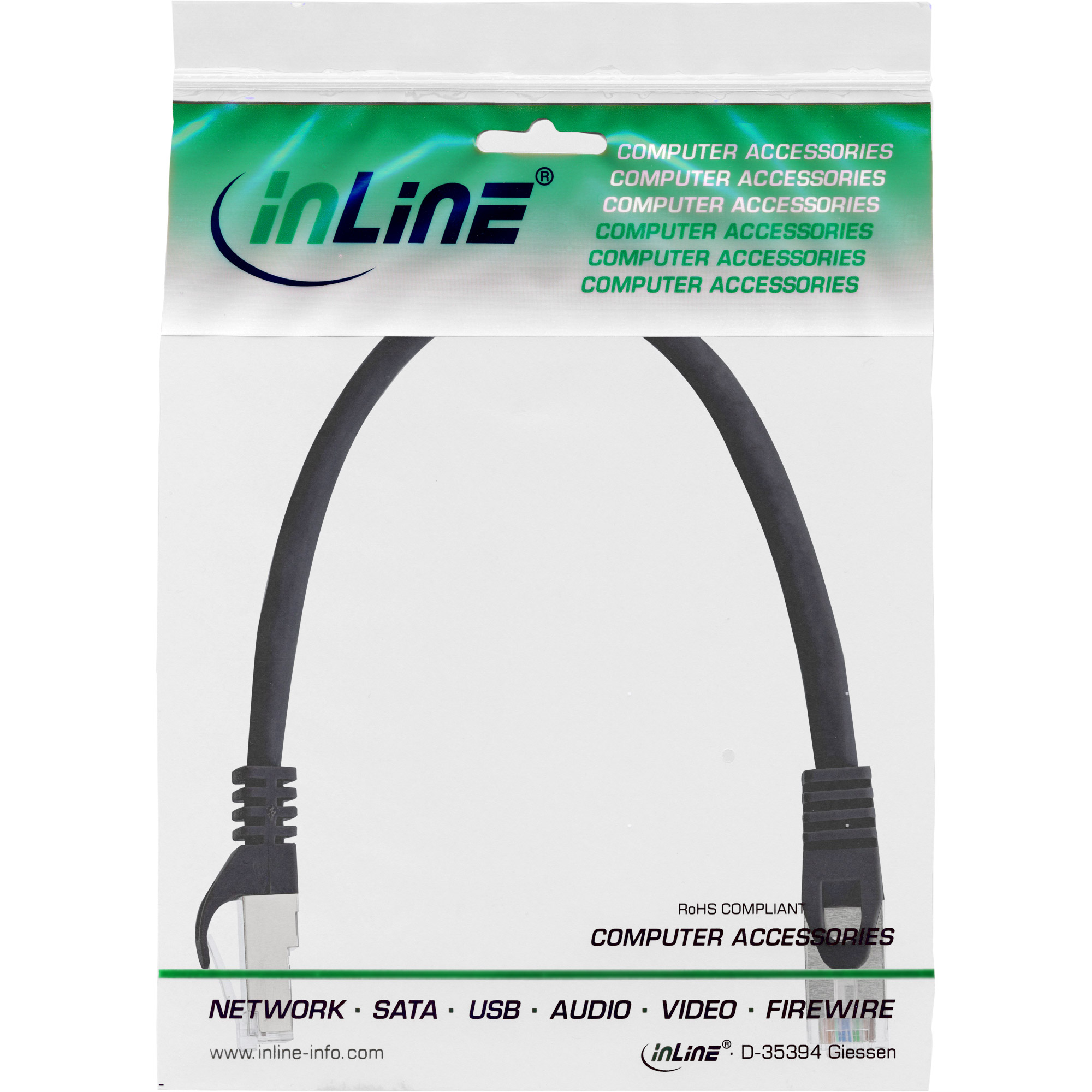 INLINE Patchkabel Cat.5e SF/UTP schwarz 0,5m INLINE Patchkabel Cat.5e SF/UTP schwarz 0,5m
