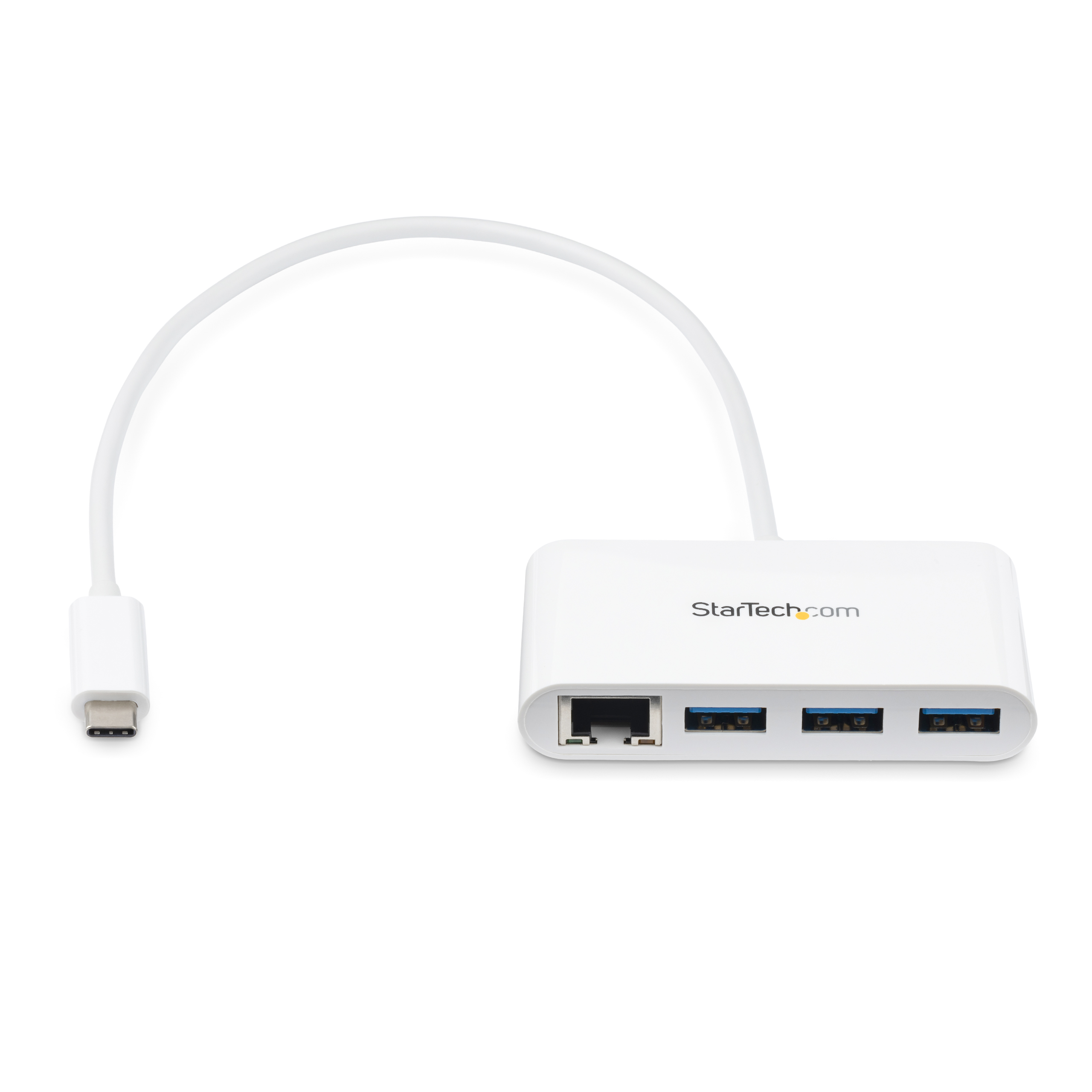 STARTECHCOM 3Port USBC Hub with Gigabit Ethernet USBC to 3x USBA USB 30 Hub White