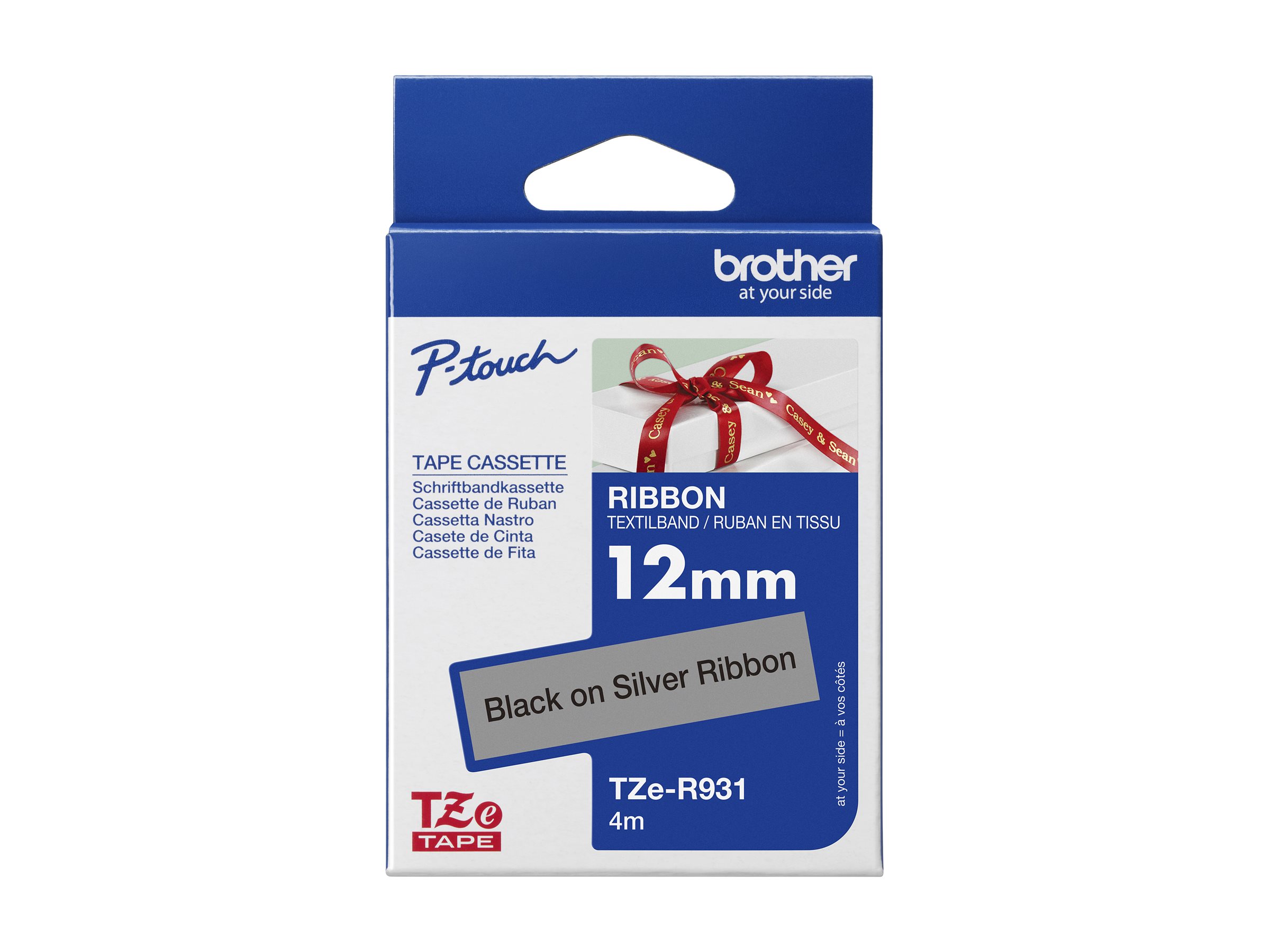 BROTHER P-Touch 12mm light grey/gold ribbon tape BROTHER P-Touch 12mm light grey/gold ribbon tape