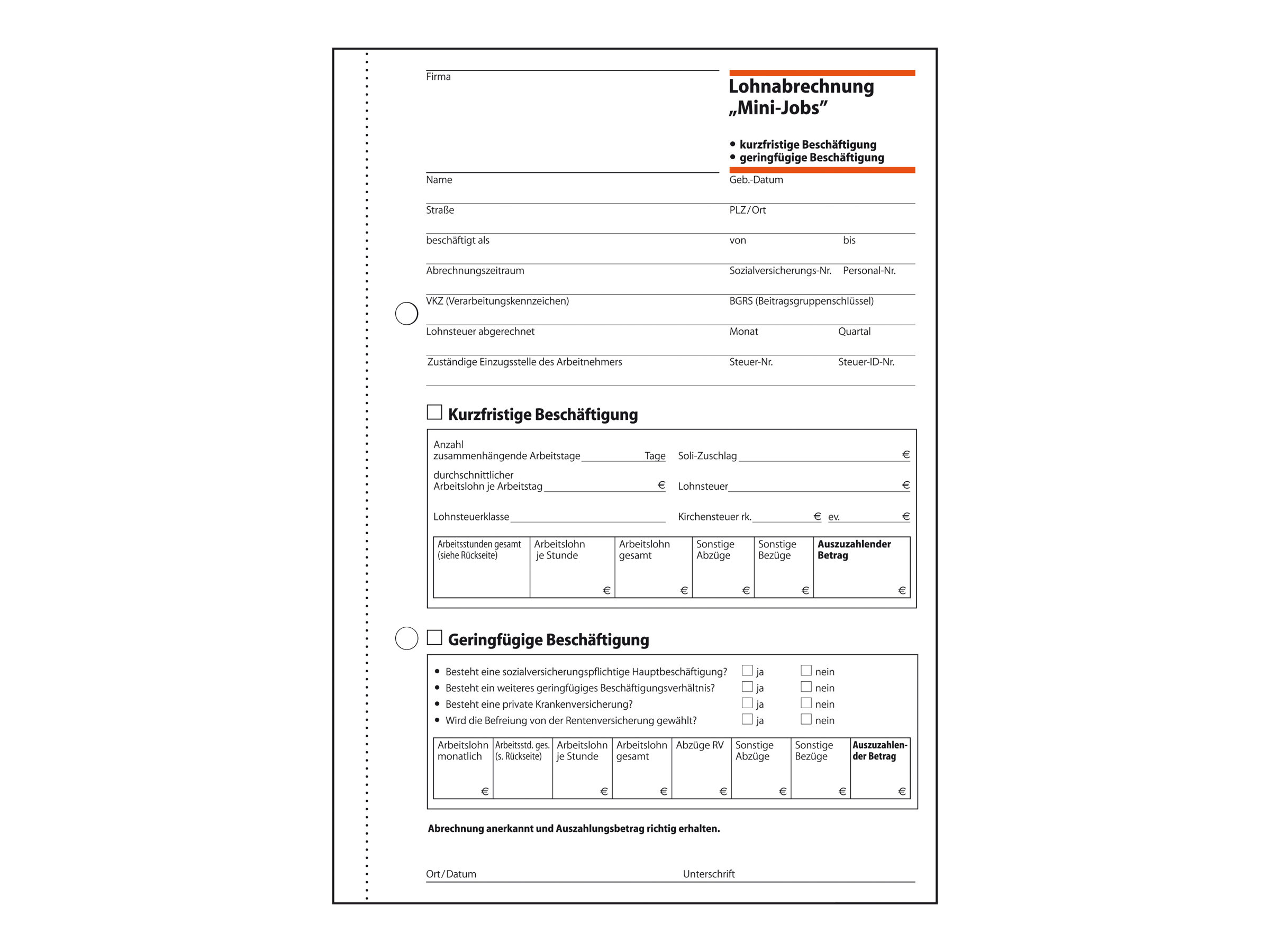 SIGEL Lohnabrechnung fuer geringfuegig/kurzfristig Beschaeftigte Formularbuch LO519 SIGEL Lohnabrechnung fuer geringfuegig/kurzfristig Beschaeftigte Formularbuch LO519