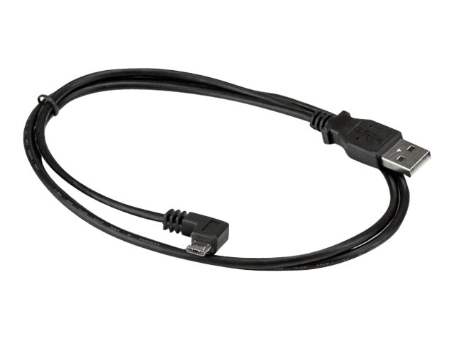 StarTech MicroUSB ChargeandSync Cable MM LeftAngle MicroUSB 3024 AWG 1 m 3ft