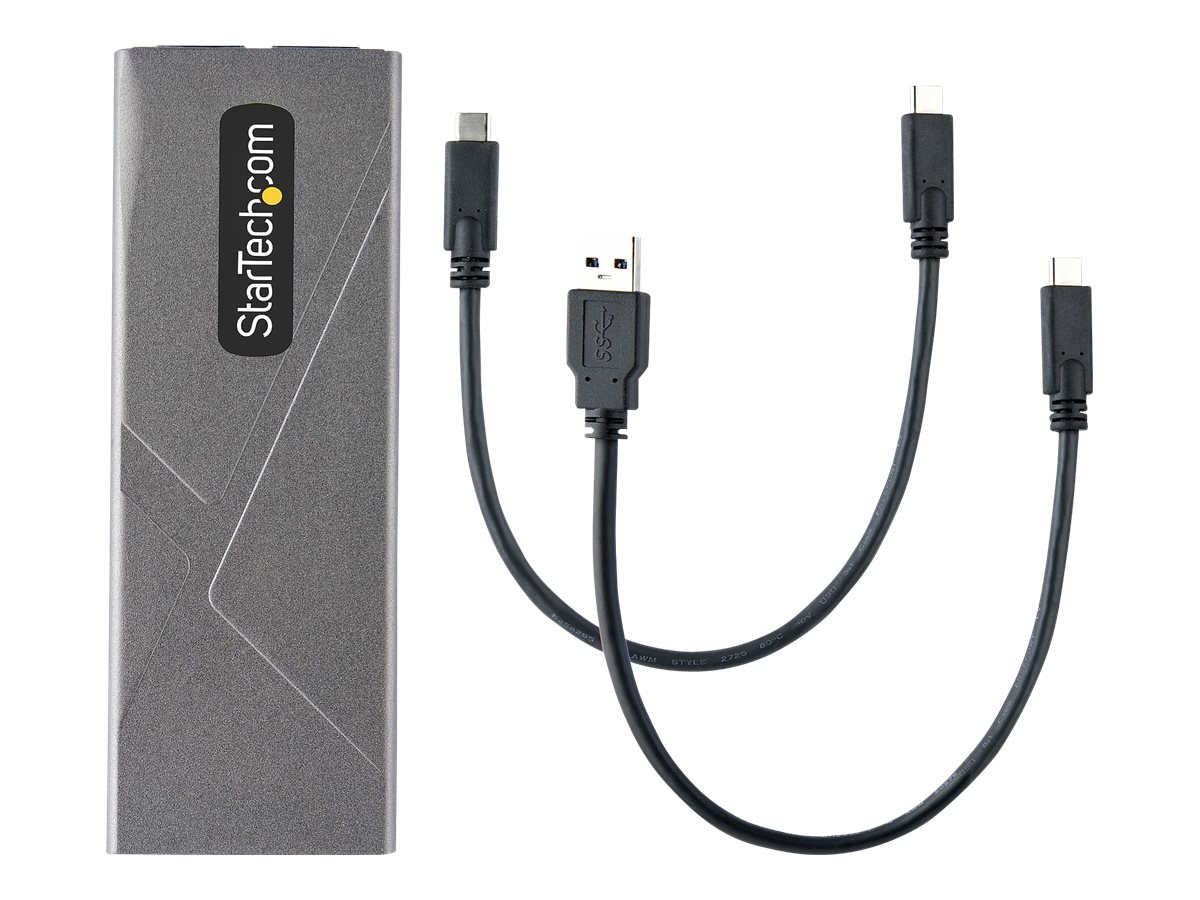 StarTech.com USB-C 10Gbps to M.2 NVMe or M.2 SATA SSD Enclosure, Tool-free M.2 PCIe/SATA NGFF SSD Enclosure, Portable Aluminum Case, USB Type-C & USB-A Host Cables, For 2230/2242/2260/2280 - Works w/ Thunderbolt 3 (M2-USB-C-NVME-SATA) - Speichergehäuse -