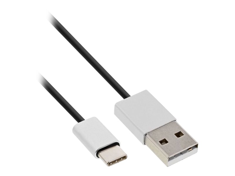 INLINE USB 2.0 Kabel Typ C Stecker an A Stecker schwarz, Alu flexibel 5m