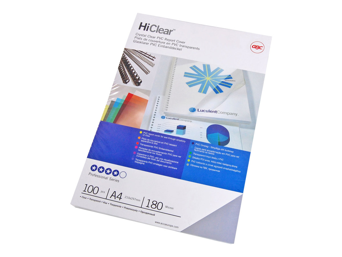 GBC Deckfolien fuer Bindemappen transparent, DIN A4 0,2 mm, 100 St. GBC Deckfolien fuer Bindemappen transparent, DIN A4 0,2 mm, 100 St.