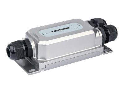 INTELLINET 2-Port Outdoor Gigabit Ultra PoE Extender mit Vandalismusschutz 2x30W verlaengerte Reichweite um 100m IP67 und IK10