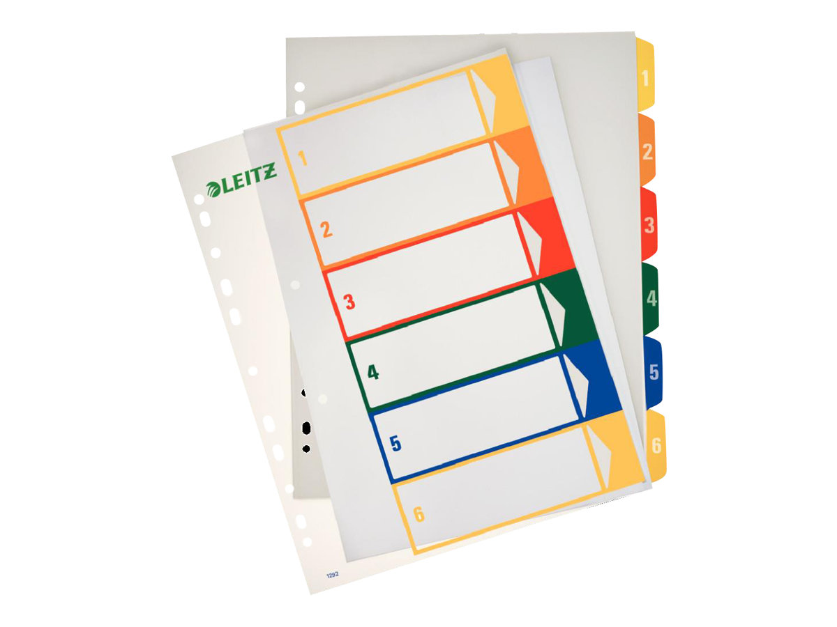 LEITZ Ordnerregister 1292 DIN A4 Vollformat, Ueberbreite 16 farbig 6teilig, 1 Satz