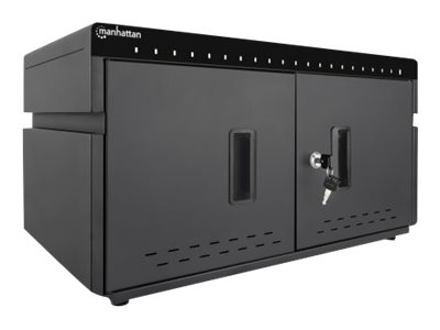 MANHATTAN 20-Port Ladeschrank 360W USB-C PD-Ports bis zu 3A/18W pro Port abschliessbar Ueberspannungsschutz Luefter Metallgehaeuse