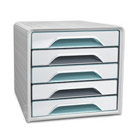 CEP Office Solution Schubladenbox Smoove weiß/grau/grün DIN A4 5 Schubladen