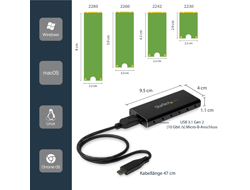 STARTECHCOM M2 NGFF SATA Festplattengehaeuse USB 31 10Gbits mit USBC Kabel