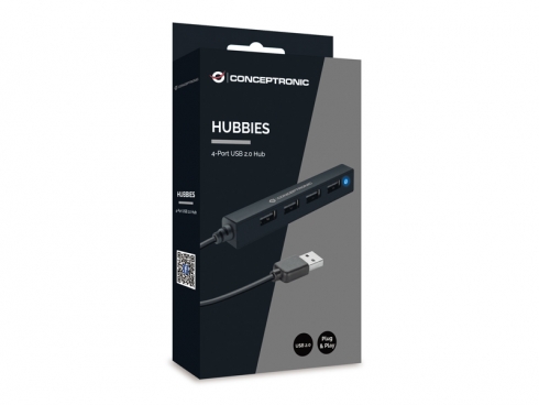 CONCEPTRONIC 4Port Hub USBA204xA20 schlank oNetz sw