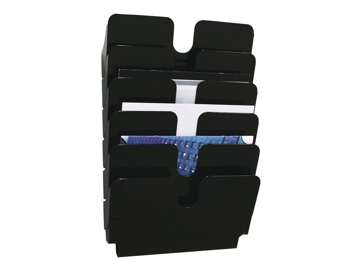 DURABLE Wandprospekthalter Flexiplus schwarz DIN A4 quer 6 Faecher