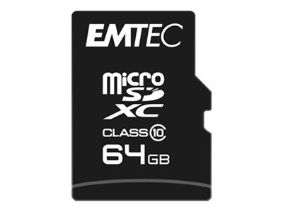 EMTEC microSD Card  64GB SDHC CL.10 Classic + Adapter