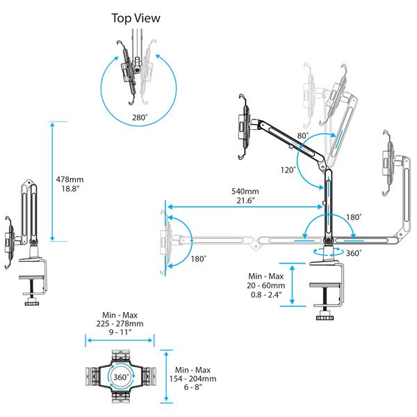 STARTECHCOM Schreibtisch Tablet Halter Schwenkbarer Arm Für iPad und Android Weiss Tablethalter Tablet Halterung