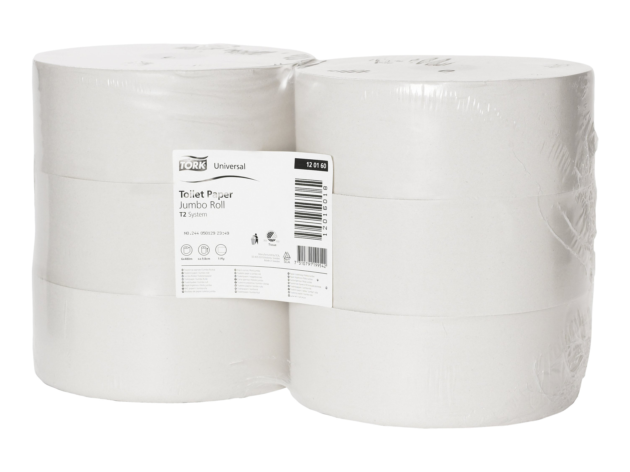 TORK Jumbo-Toilettenpapier T1 Universal 1-lagig Recyclingpapier, 6 Rollen