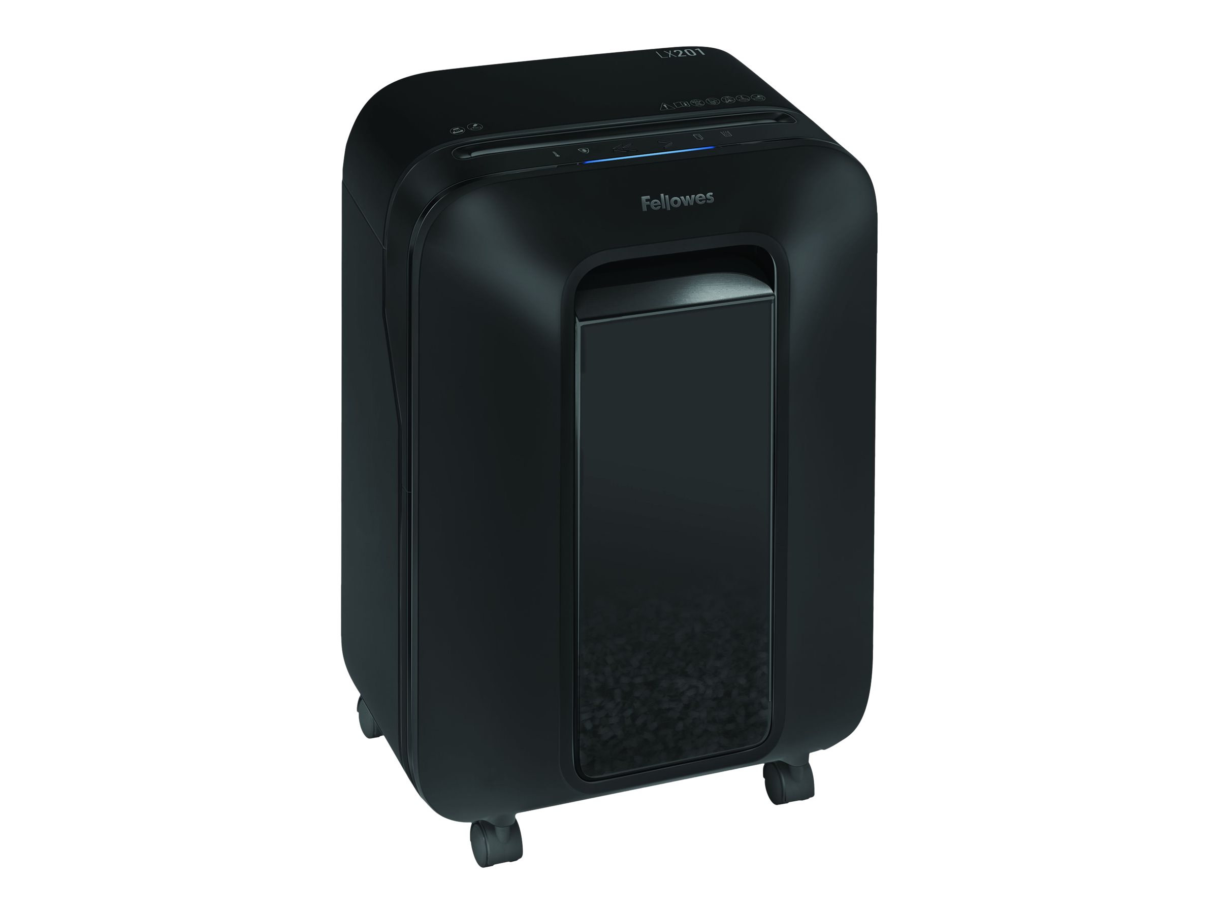 Fellowes Powershred LX 201 Aktenvernichter mit Partikelschnitt P-5, 2 x 12 mm, bis 11 Blatt, schwarz