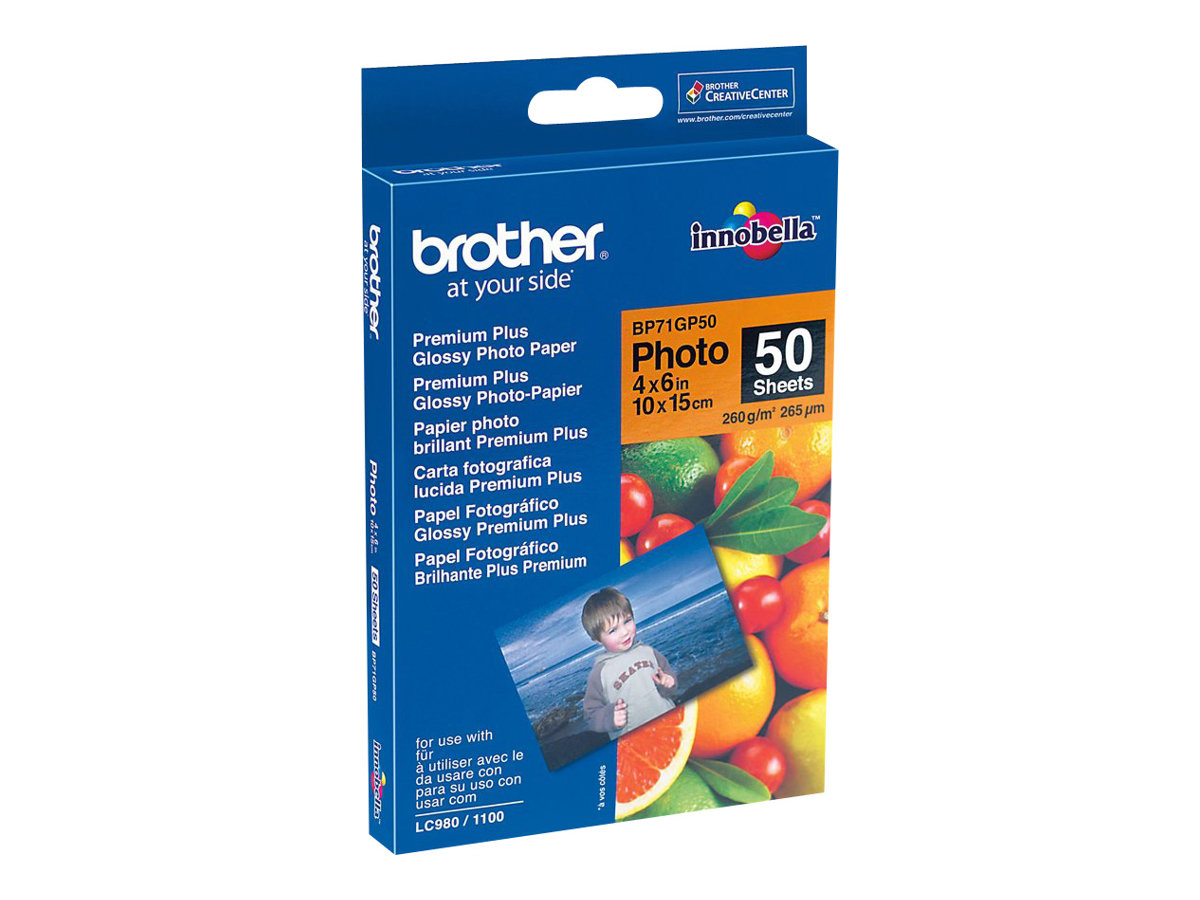 brother Fotopapier BP71GP50 DIN A6 glaenzend 260 g/qm 50 Blatt