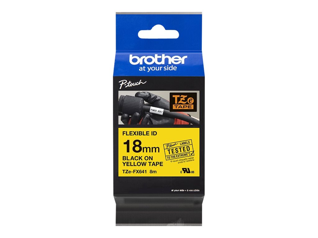 BROTHER P-Touch TZE-FX641 schwarz auf gelb 18mm BROTHER P-Touch TZE-FX641 schwarz auf gelb 18mm