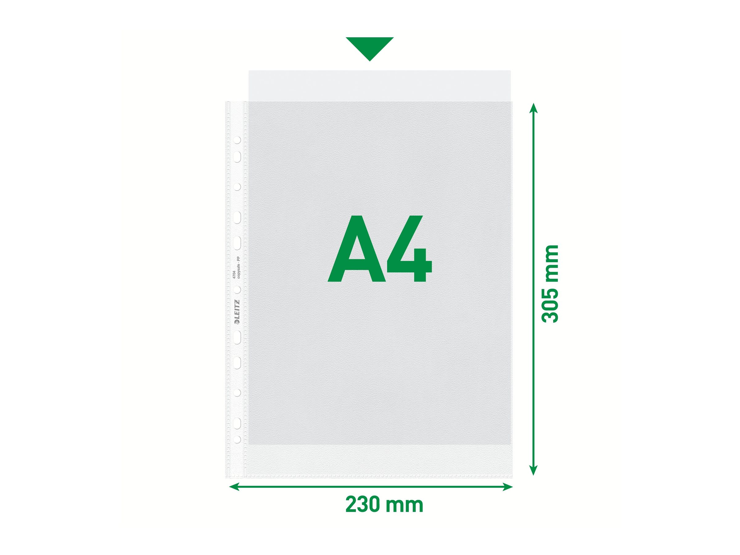 100 LEITZ Prospekthuellen 4704 DIN A4 transparent genarbt 0,10 mm