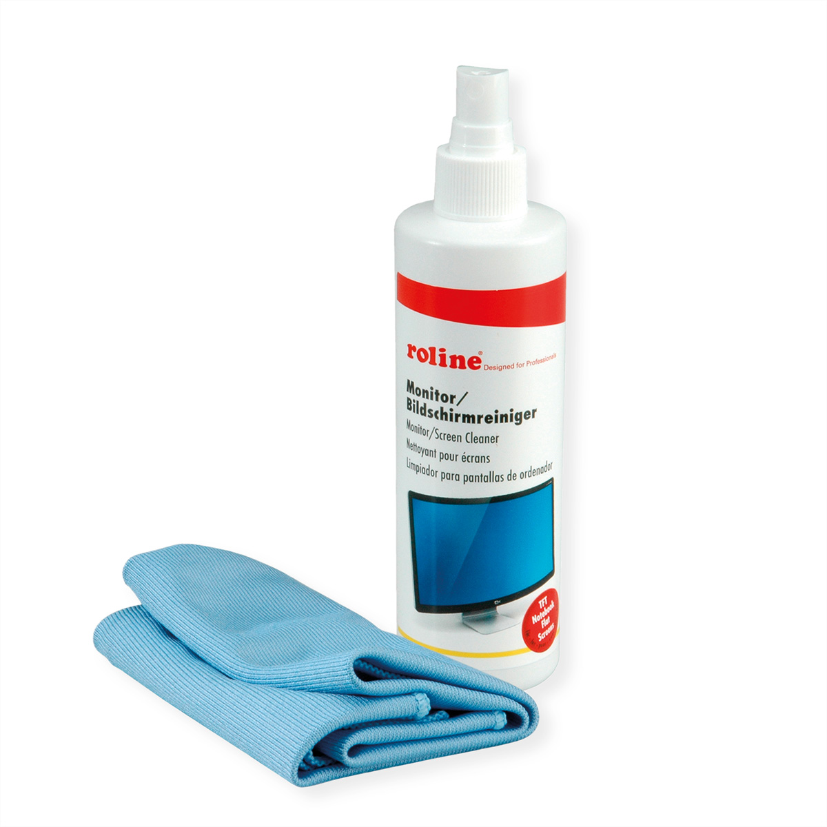 ROLINE Bildschirmreiniger TFT inklusive Mikrofasertuch 250ml