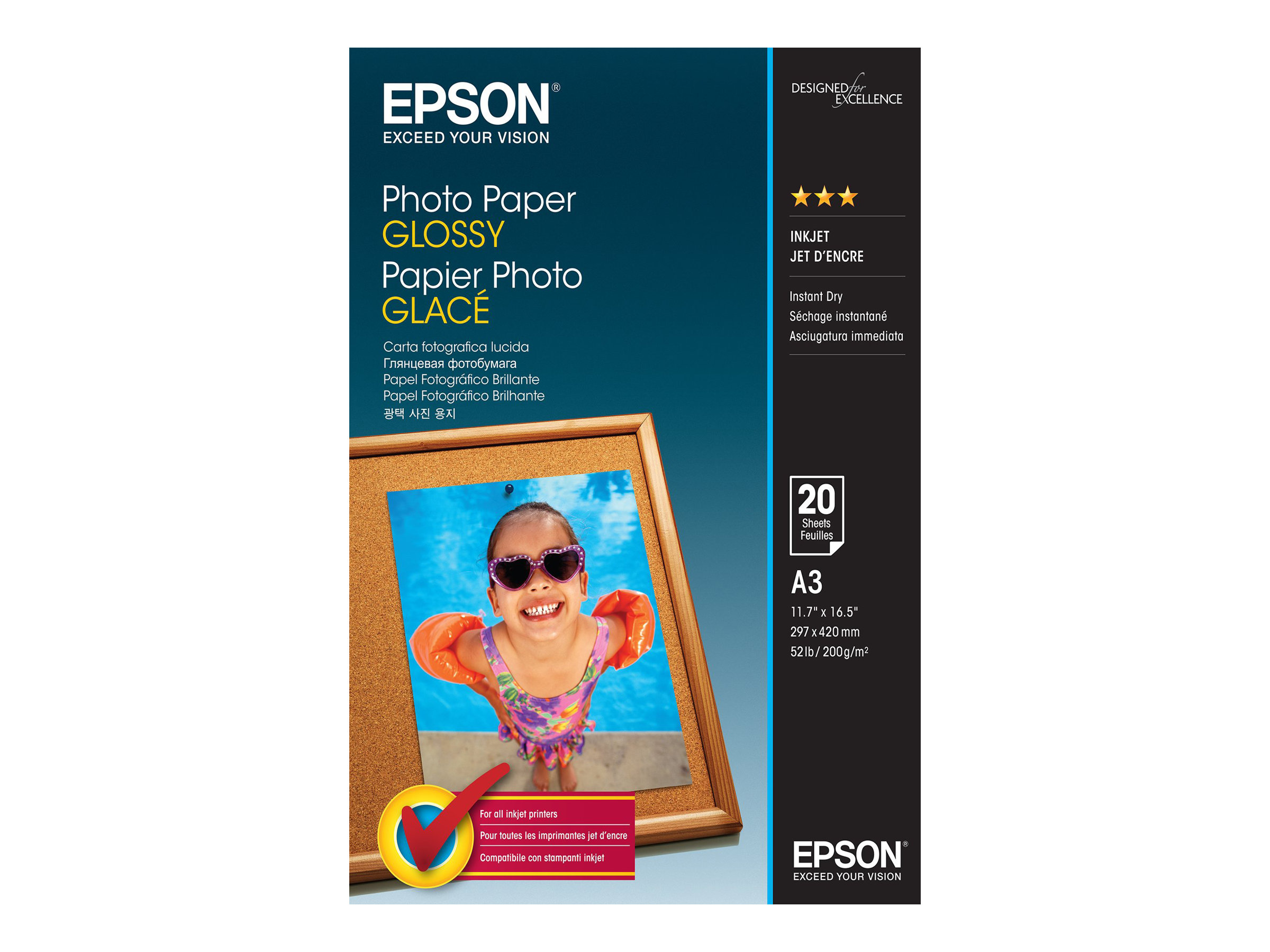 EPSON Fotopapier S042536 DIN A3 glÃ¤nzend 200 g/qm 20 Blatt
