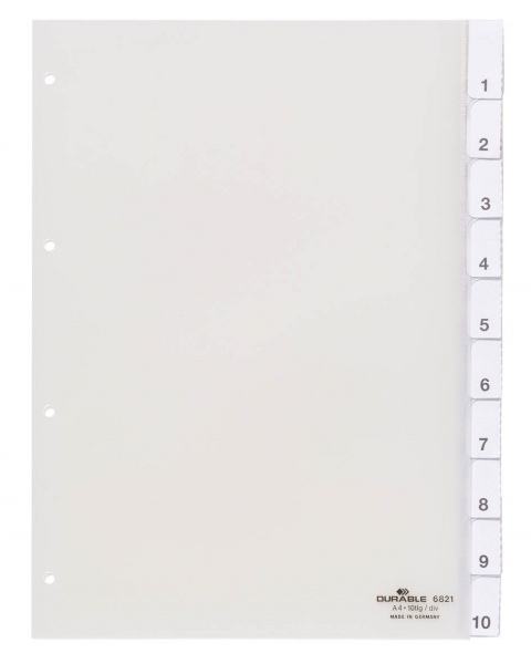 DURABLE Ordnerregister Vollformat 1-10 transparent 10-teilig, 1 Satz