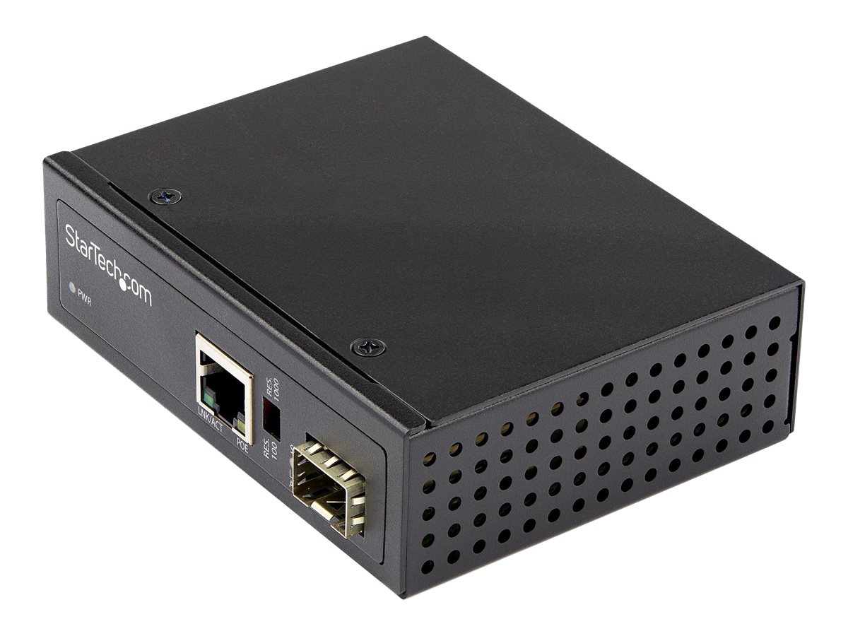 STARTECH.COM PoE+ Industrial Media Converter 60W - Medienkonverter LWL - SM/MM Glasfaser auf Kupfer Gigabit Mini IP-30