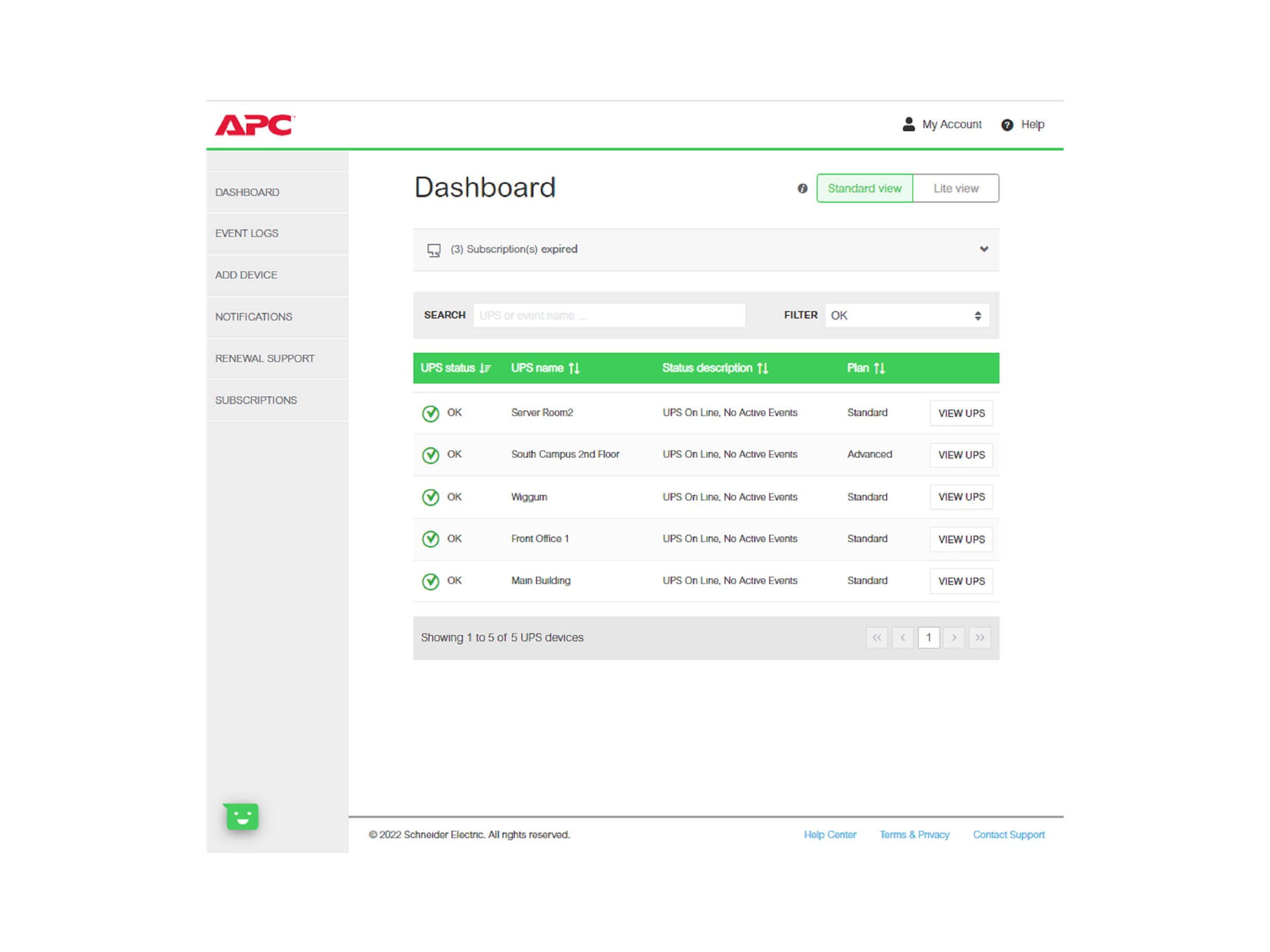APC 1-UPS Standard 1Y Plan Smart Connect