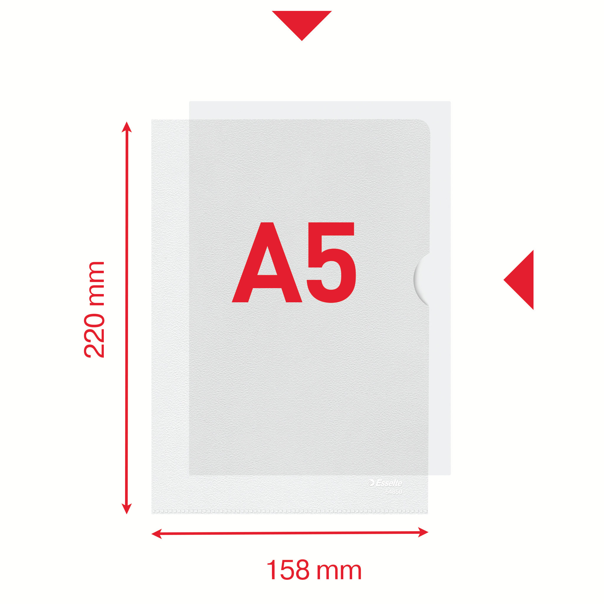 Esselte Sichthüllen Standard Plus 54850 DIN A5 transparent genarbt 0,12 mm, 100 St