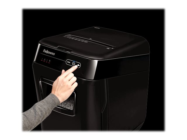 Fellowes AutoMax 200M Aktenvernichter mit Partikelschnitt P5, 2 x 14 mm, bis 200 Blatt, schwarz