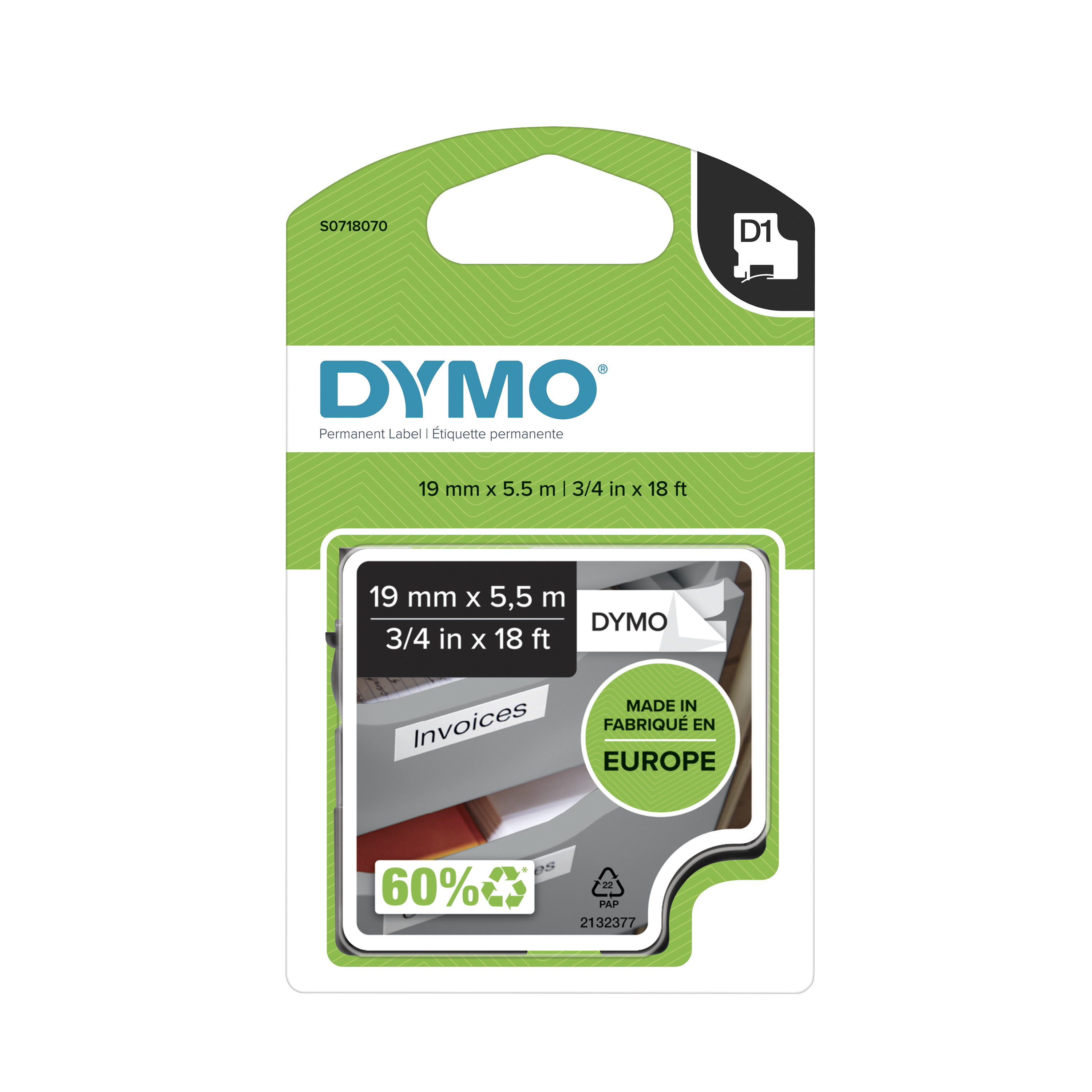 Dymo D1 19 mm schwarz auf weiß