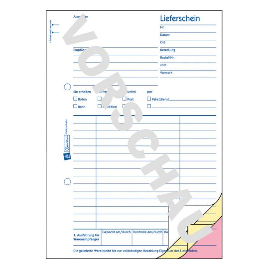 AVERY Zweckform Lieferschein mit Empfangsschein Formularbuch 721