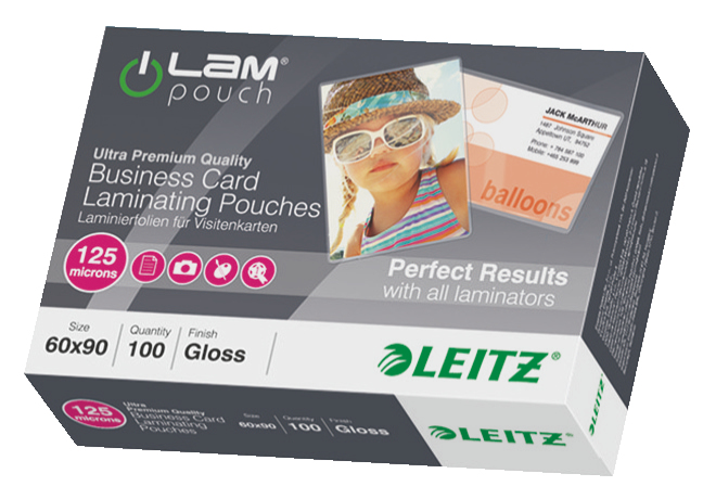 LEITZ Laminierfolien glaenzend fuer Visitenkartenformat 125 micron, 100 St