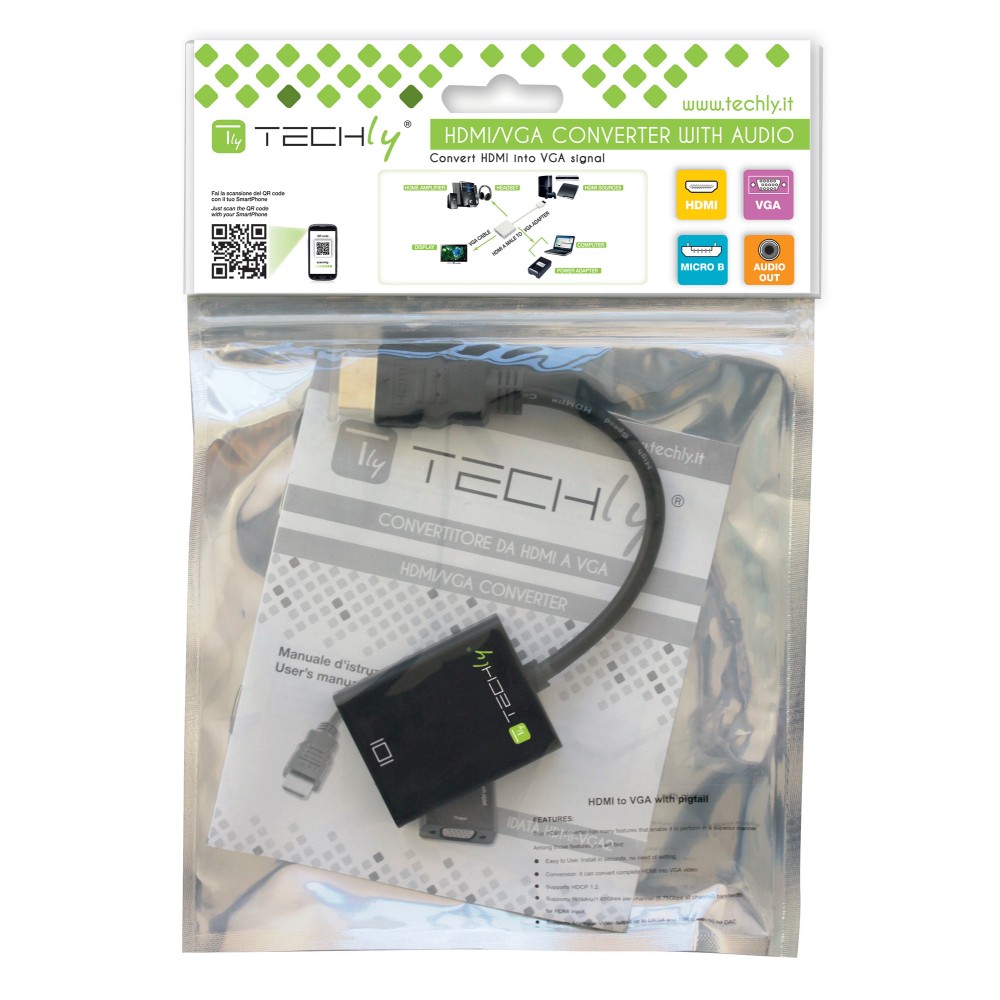 Techly HDMI zu VGA Adapter mit Audio Micro-USB