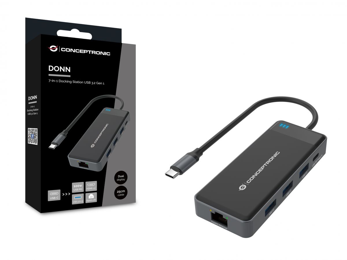 CONCEPTRONIC 71 Dock USBC2xHDMI3xUSBAGbE 25cm gr