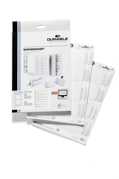 DURABLE Einsteckschilder fuer Namensschilder Badgemaker 15,0 x 6,1 cm, 40 St.