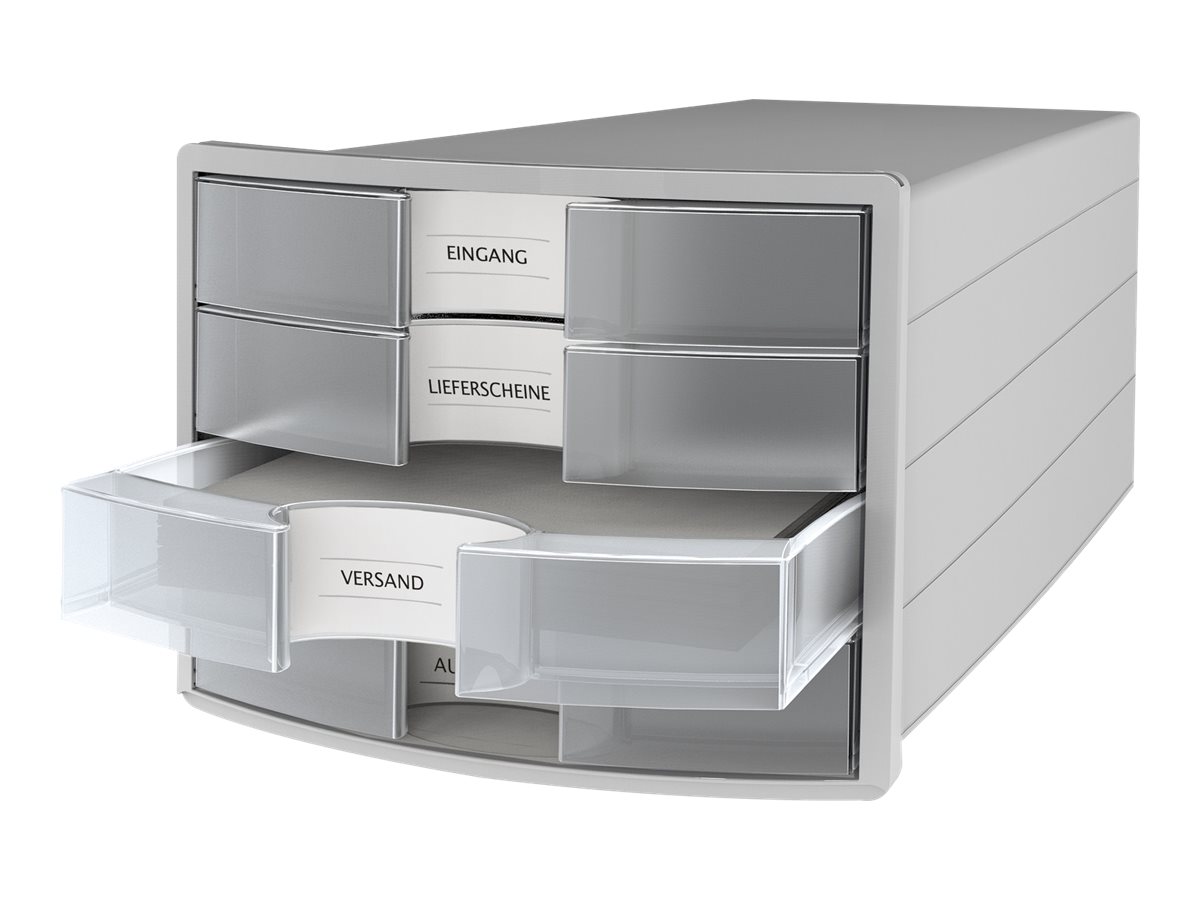 HAN Schubladenbox Impuls  transparent 1012-63, DIN C4 mit 4 Schubladen