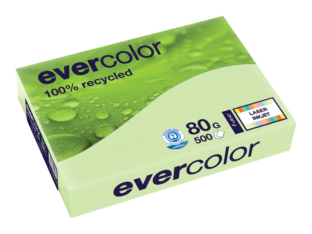 Clairefontaine Recyclingpapier Evercolor hellgrün DIN A4 80 gqm 500 Blatt