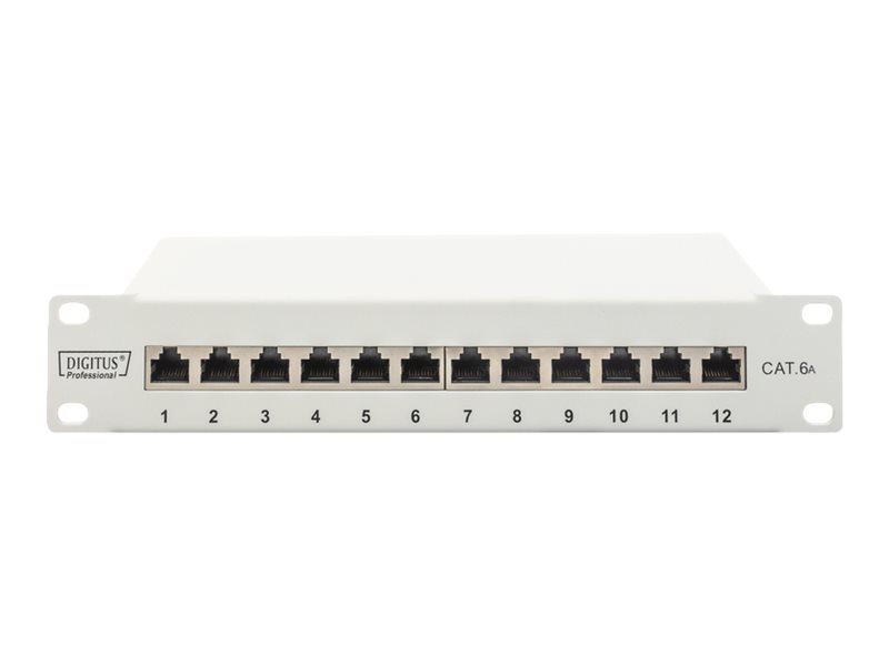 DIGITUS CAT 6A Patch Panel, geschirmt, 12Port, 1HE, 10, grau