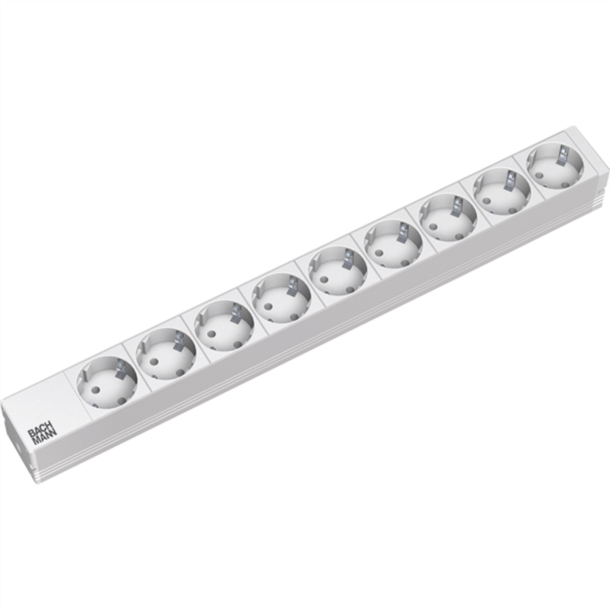 BACHMANN 48,26cm 19Zoll Steckdosenleiste 9fach ohne Schalter Aluminium
