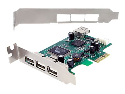 StarTech.com 4 Port USB 2.0 HighSpeed PCI Express Low Profile Schnittstellenkarte - 1 x USB 2.0 intern (Buchse) 3 x USB extern (Buchse) - USB-Adapter - PCIe - 4 Anschlüsse