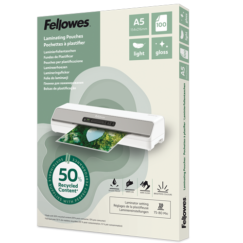 Fellowes Laminierfolien glänzend A5 75‑80 micron